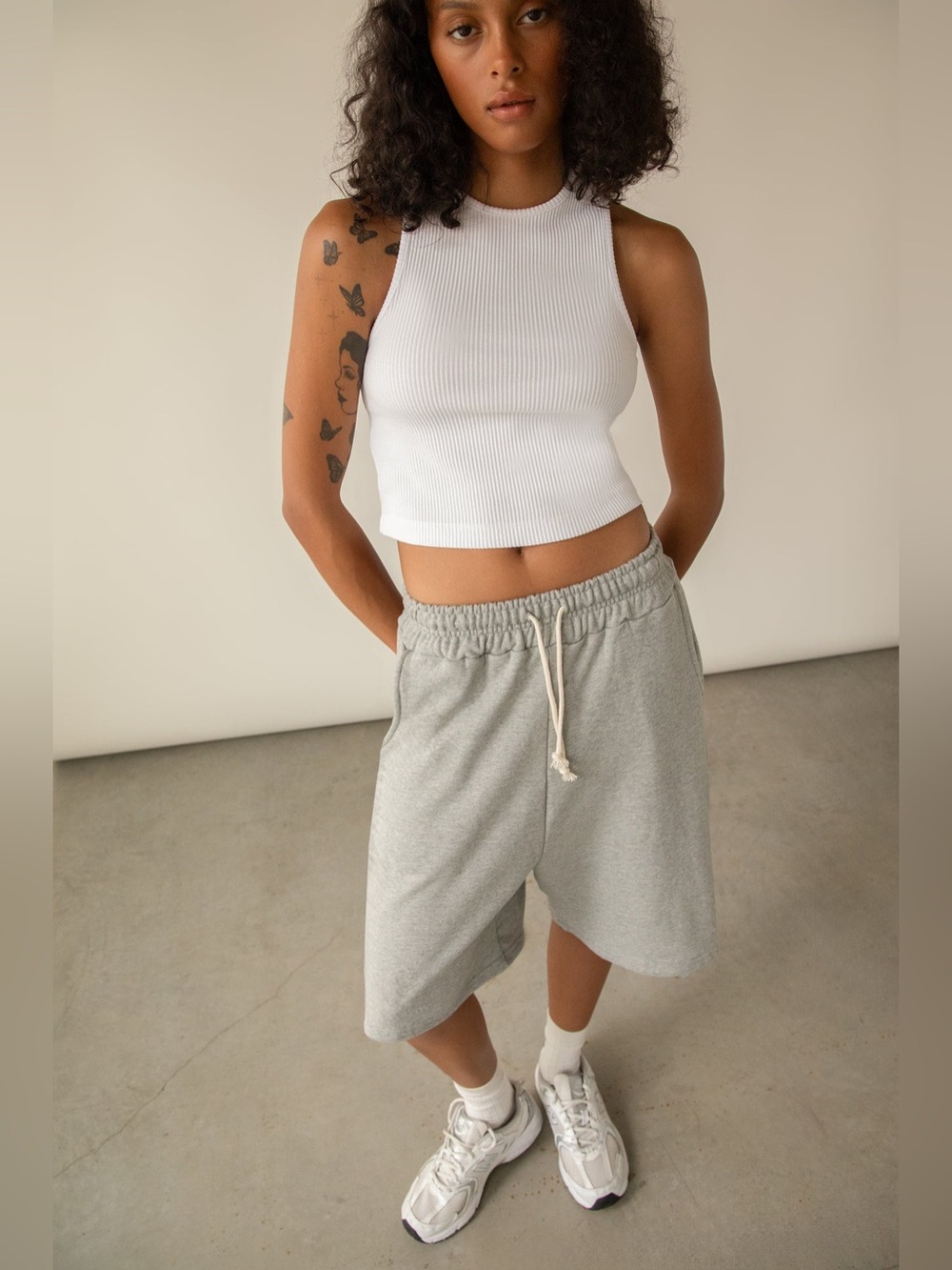 OAK + FORT Racerback Cropped Crewneck Tank